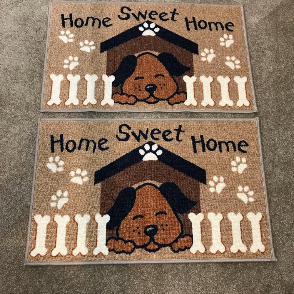 Door Mats (2) NWOT Home Sweet Home Dog Mat Crate Mat food & water bowl M…